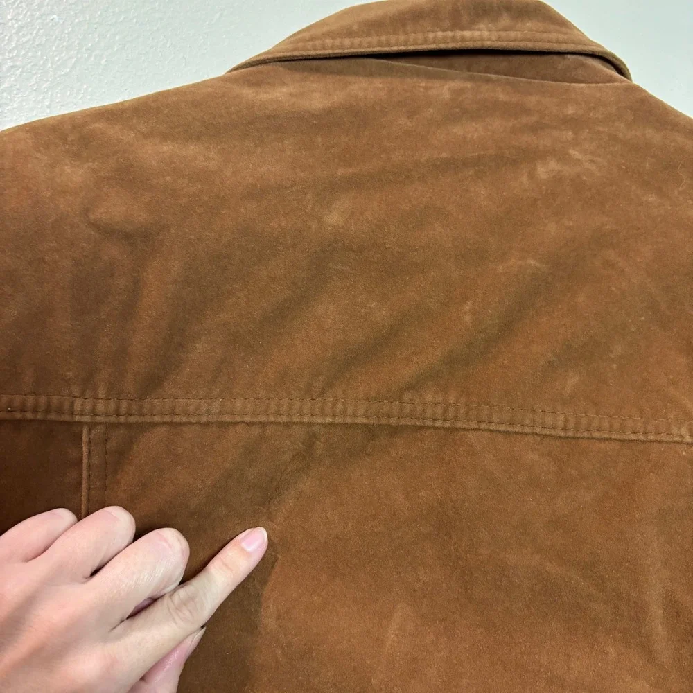 Brad Whitney Vintage Faux Suede Aviator Bomber Jacket Mens 2XL Brown Zip Front‎
